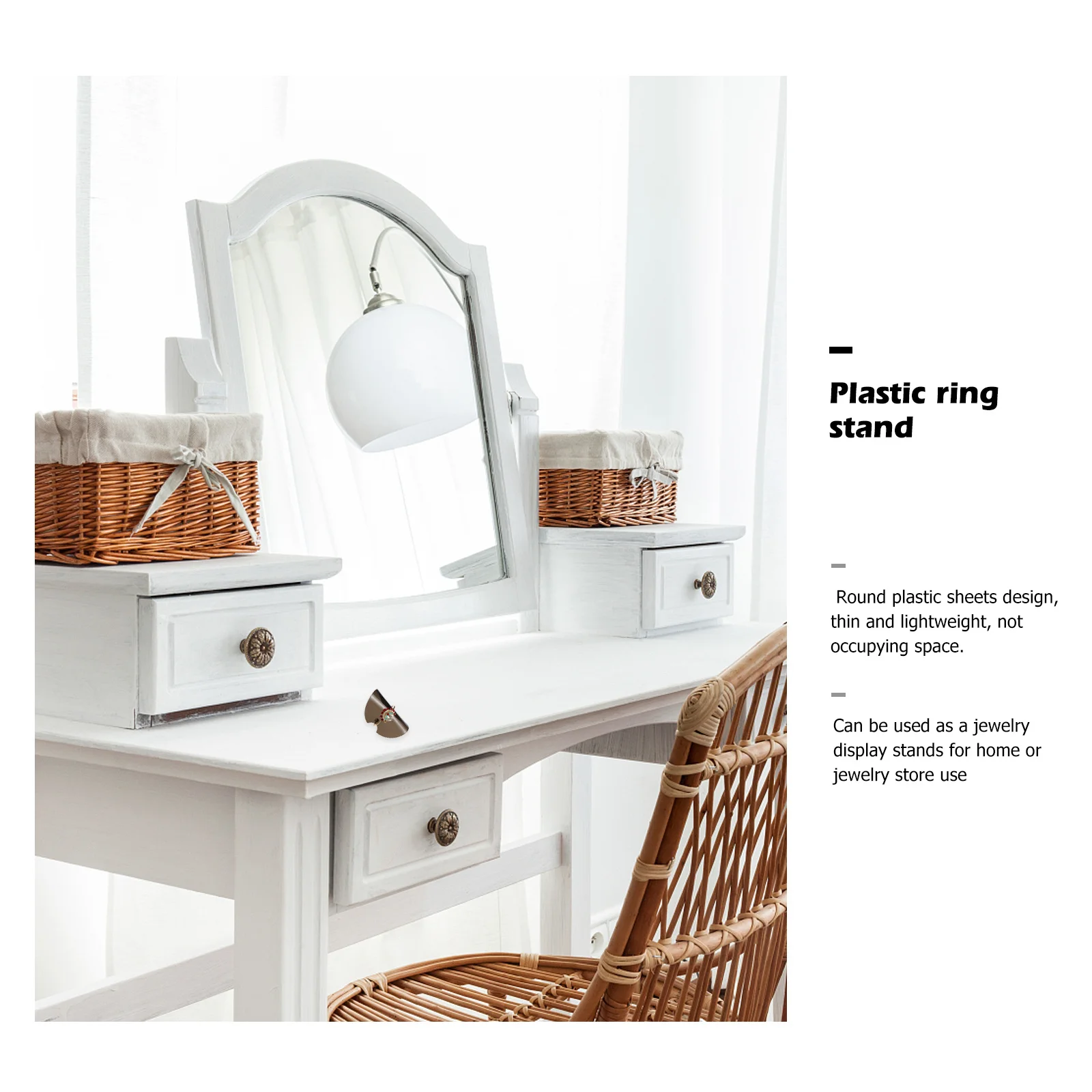 

100pcs Ring Display Sheet Round Plastic Jewelry Stand Organizer Thin Lightweight For Home Store Use Party Favors Gift Packaging