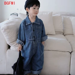 2024 Korea Denim Baby Romper Fashion Long Sleeve Jumpsuit Kids Spring Autumn Infant Boy Clothes Toddler Girls One-piece Onesie