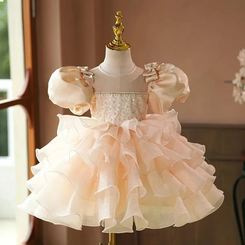 New Children's Evening Gown Host Piano Performance Wedding Birthday Party Flower Girl Dresses A4323 Vestidos Bridesmaid Dresses