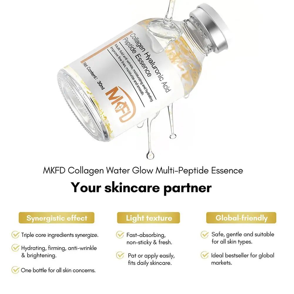 MKFD Collagen Peptide Serum Hydrating Moisturizing Reduce Fine Lines Tighten Facial Skin Care Facial Essence
