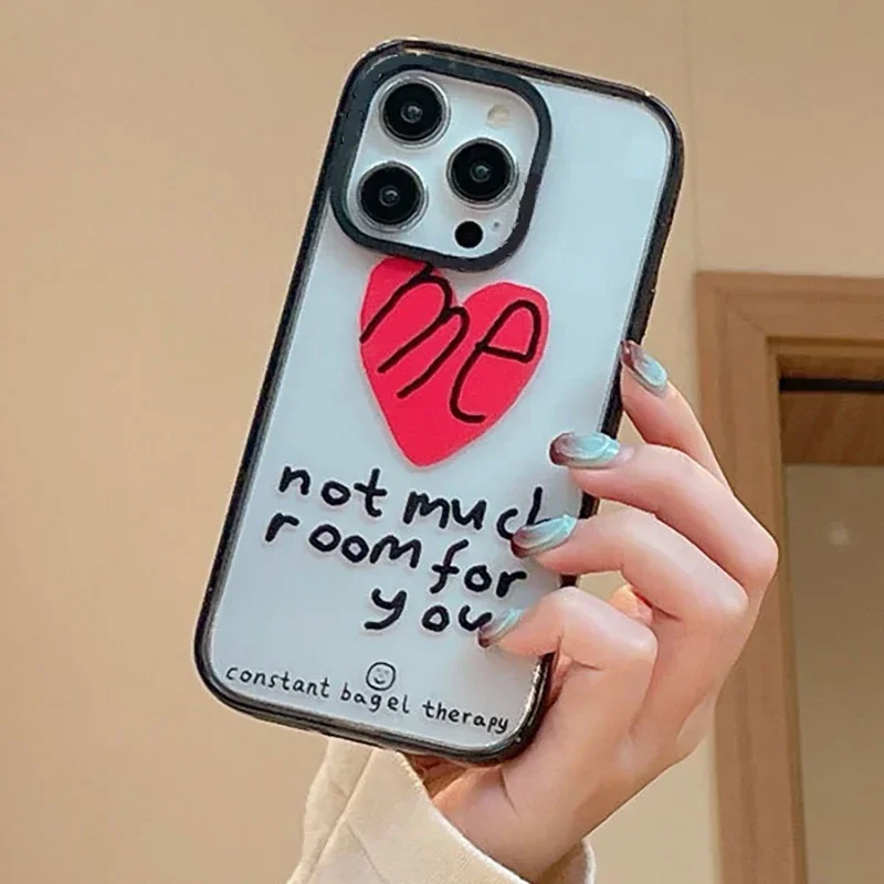 

Simple Red Heart Upgrade Acrylic Border Phone Case Cover for IPhone 11 12 13 14 15 Pro Max Case for IPhone 14 Pro