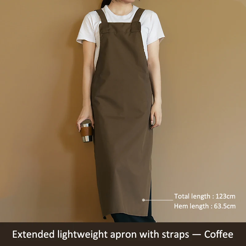 

Длинный легкий рабочий фартук для женщин с двумя карманами и плечевым ремнем для мужчин и взрослых для кухни, приготовления пищи, кафе, ресторана