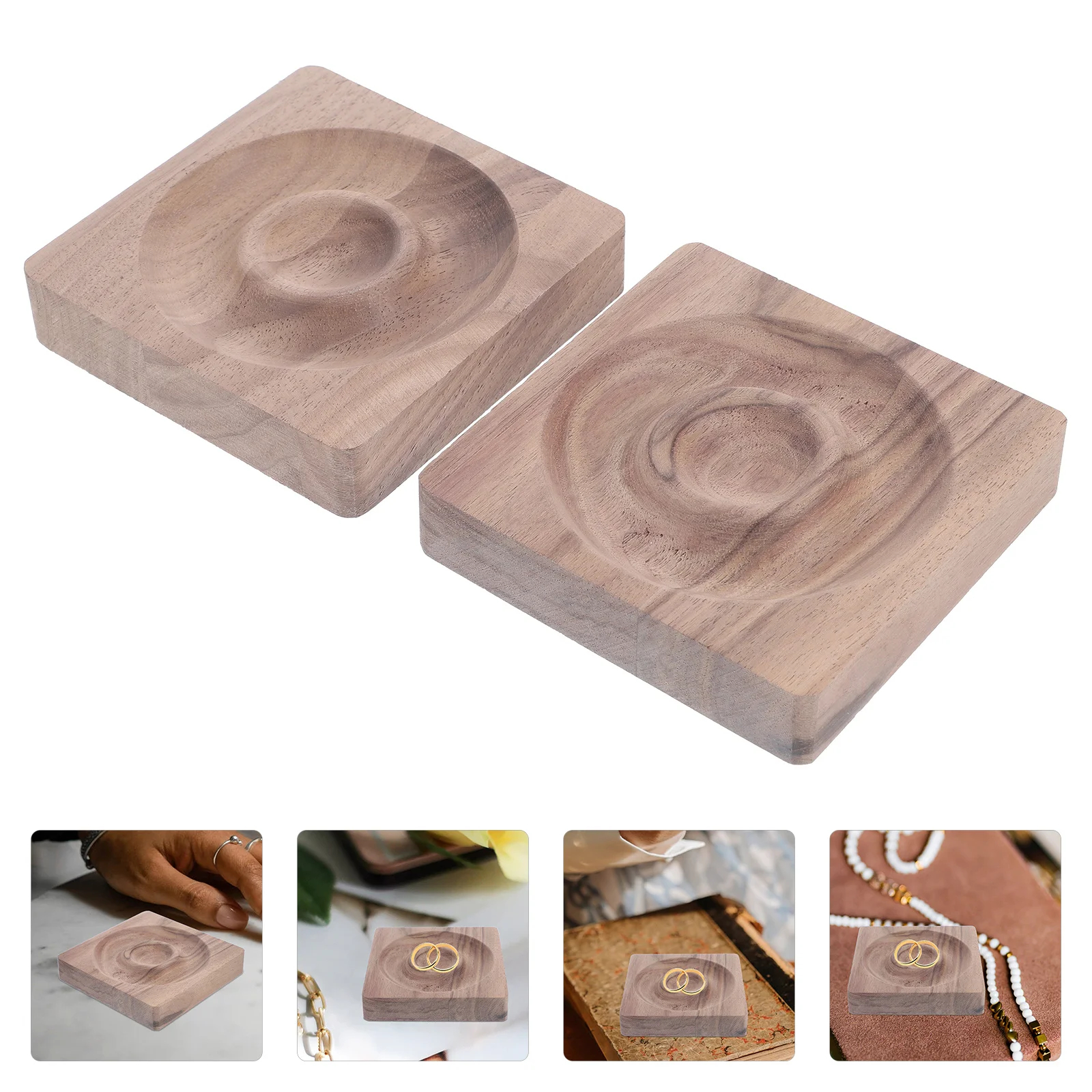 

2 шт. прочный деревянный поднос для ювелирных изделий, органайзер для браслетов с бусинами, настольный дисплей, держатель для мелочей для дома, тарелка для ювелирных изделий