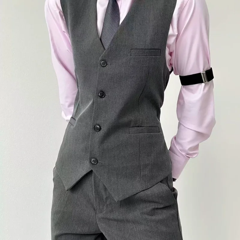 

Soild Suit Vest for Men and Women's Neutral Style Handsome Slim Fit V-neck Sleeveless Vest Fashionable Single Breaste Jacket