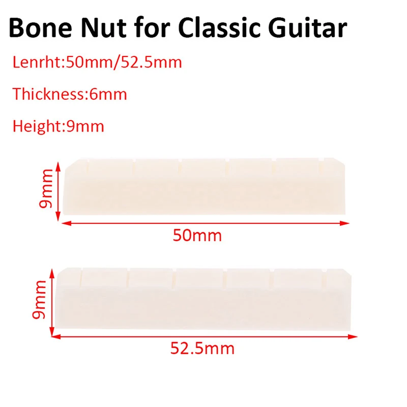 1 Piece Guitar Slotted Bone Nut For Classical Guitar 50MM / 52.5MM * 6MM * 9MM Classical Guitar Accessories