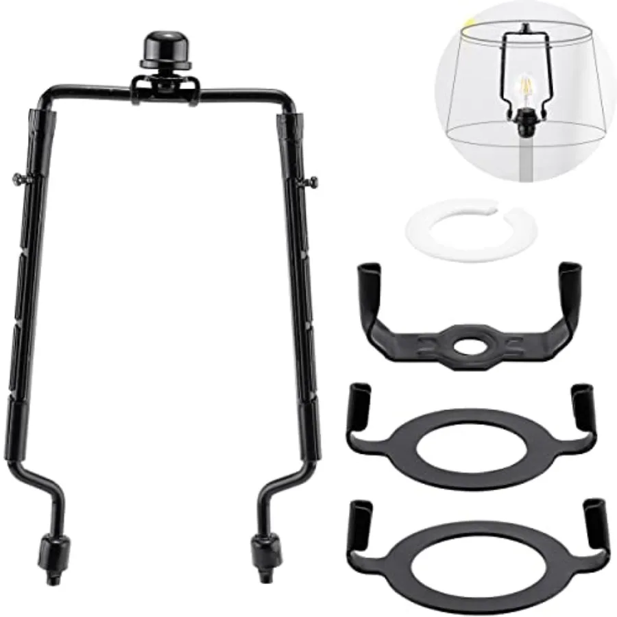 7 8 9 10 inch Lamp Shade Harp Holder, Adjustable Lamp Harps and Finals, Fit both Standard Lamp Rod and E6 E7 Light Base UNO Fit