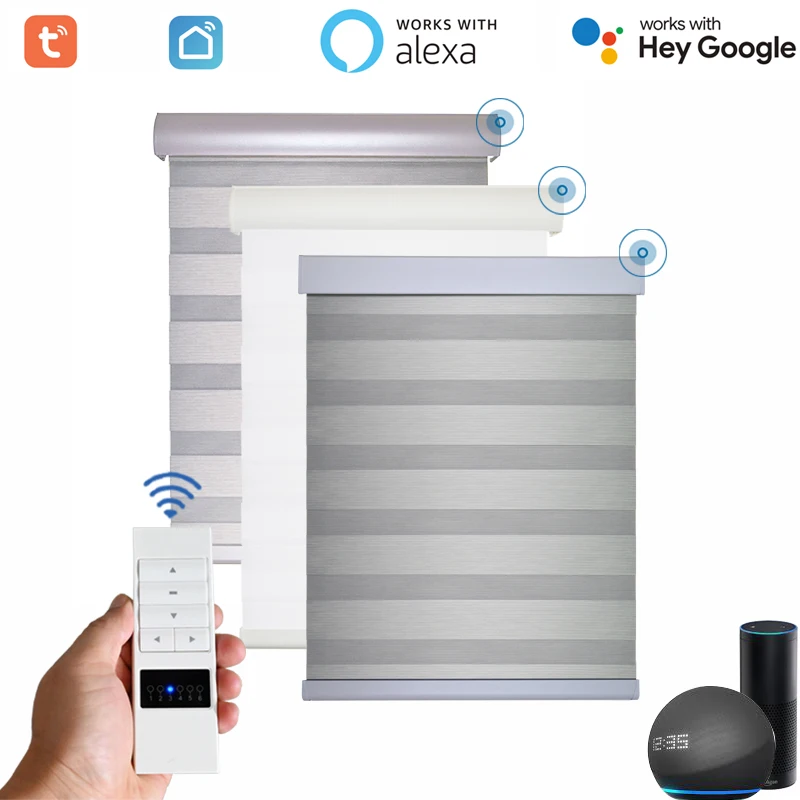 SmartMatte Blackout Cordless Zebra Blinds doppio strato tende a rullo giorno e notte per Windows Smart Zigbee Blinds dimensioni personalizzate