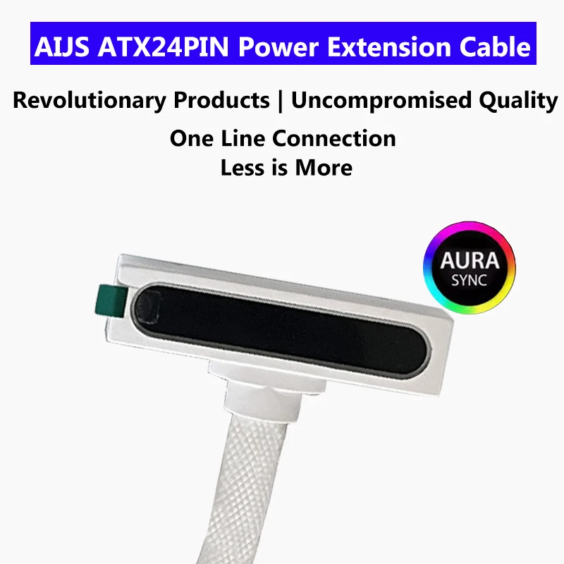 

﻿ AIJS ATX 24-контактный удлинительный кабель питания материнской платы с ARGB SYNC однолинейным подключением, шнур питания ПК 90 ° Дизайн
