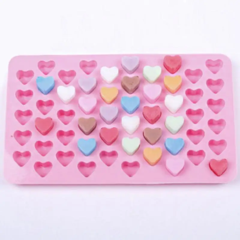 Molde de silicona antiadherente para Chocolate, 55 rejillas, pequeño corazón de amor, moldes para velas Diy, pequeño corazón, Mousse, pastel, grado