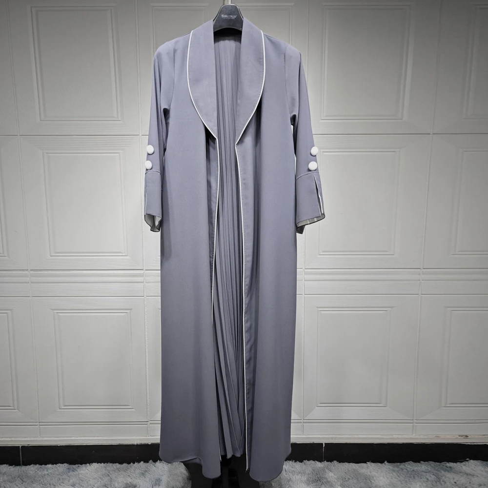 Stylish Fashion Arab Dubai Fashion Solid Women Casual Patchwork Open Kimono Abaya Jalabiyat Muslim Ramadan Turkish African Robes