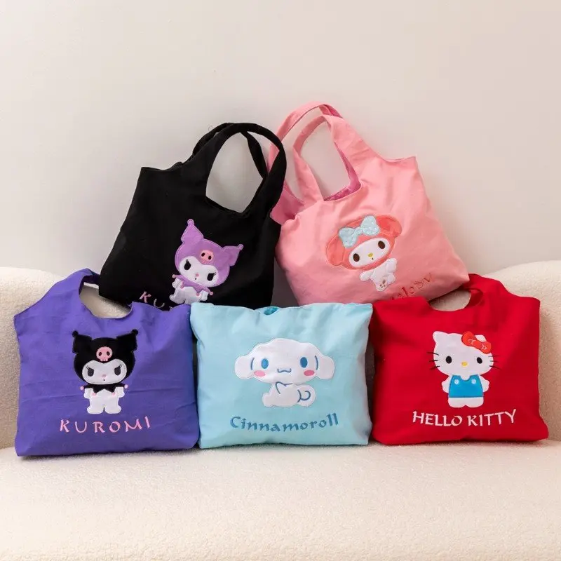 

Sanrio симпатичный Hangbag Kuromi My Melody почтовый Коричный холщовый рюкзак для девочек Студенческая сумка для защиты окружающей среды высокая емкость