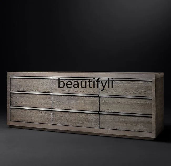 

Solid Wood Chest of Drawers French Country Retro Italian Modern Minimalist Wardrobe Entryway Cabinet