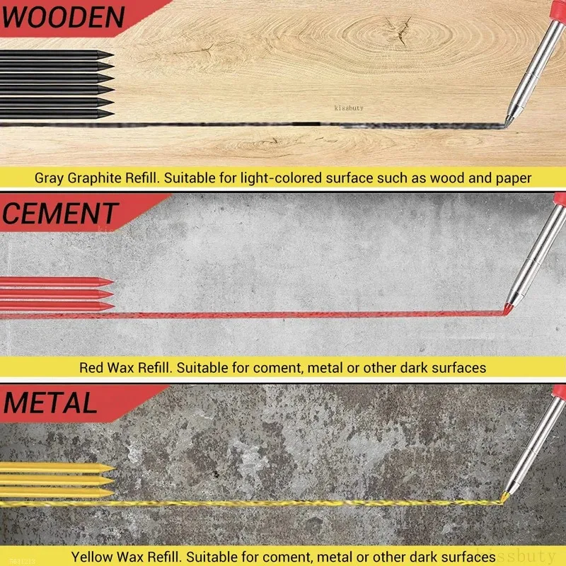 2.8mm Solid Carpenter Mechanical Pencil with Sharpener for Woodworking Construction mark Long Head Carpenter Pencil Stationery
