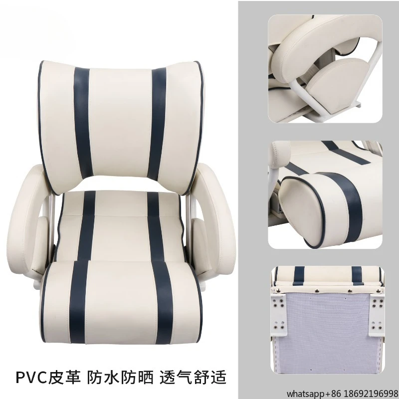 Adjustable Backrest Marine Seat Yacht Front and Rear Convertible Speedboat Driving Chair Contrasting Color Passenger Seat