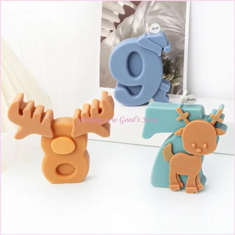 

57QA Формы для свечей Универсальная форма для эпоксидной смолы из силиконовой смолы в форме рождественских чисел