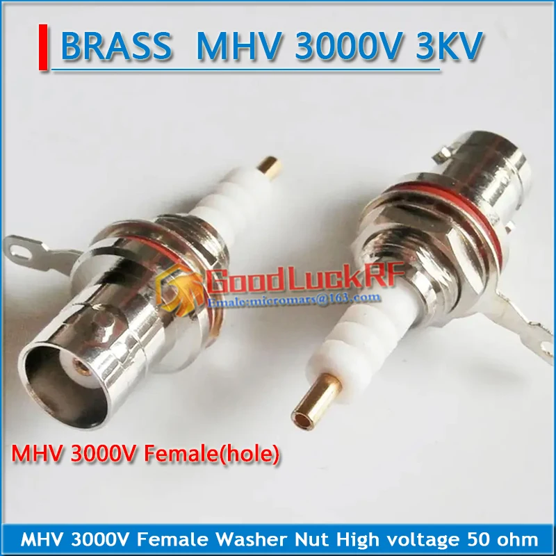 MHV 3000V 3KV Female jack pin O-ring Bulkhead Washer Nut Panel solder Straight High voltage RF connector Coaxial Adapters