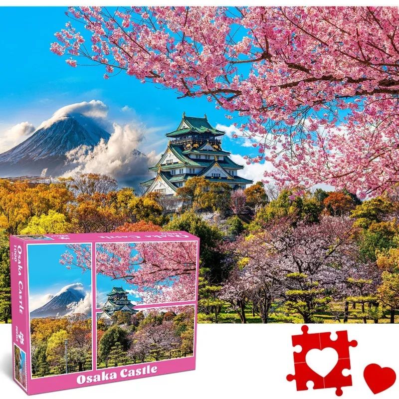 

1000 Pieces Adult Landscape Paper Puzzle OSAKA Castle Easter Egg Pet Family High Difficulty Puzzle Toy Decompression Puzzle Gift