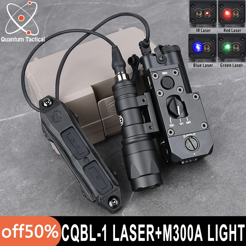 Tactical Metal CQBL Red Dot Green Blue IR Laser With Surefir M300A Flashlight Dual Control Switch Airsoft Hunting Weapon Light