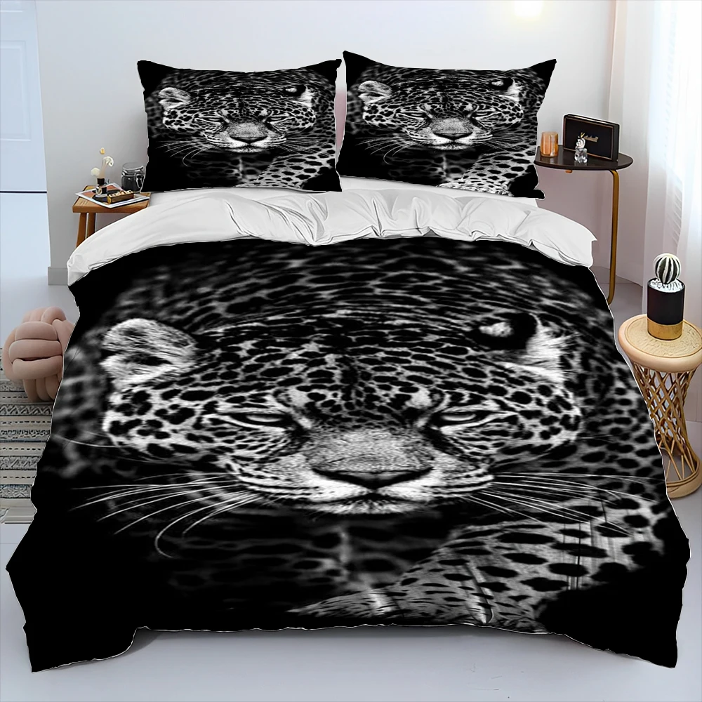 Animal Leopard Cheetah Cartoon Beast Bedding Set,Duvet Cover Bed Set Quilt Cover Pillowcase,King Queen Size Bedding Set Adult