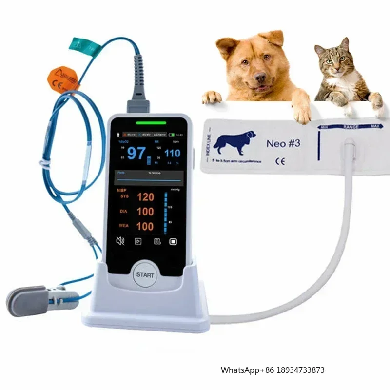 Handheld Touch Screen Veterinary Monitor Multi-parameter Cat Dog Animal Vet Pulse Oximeter Vital Signs Monitor