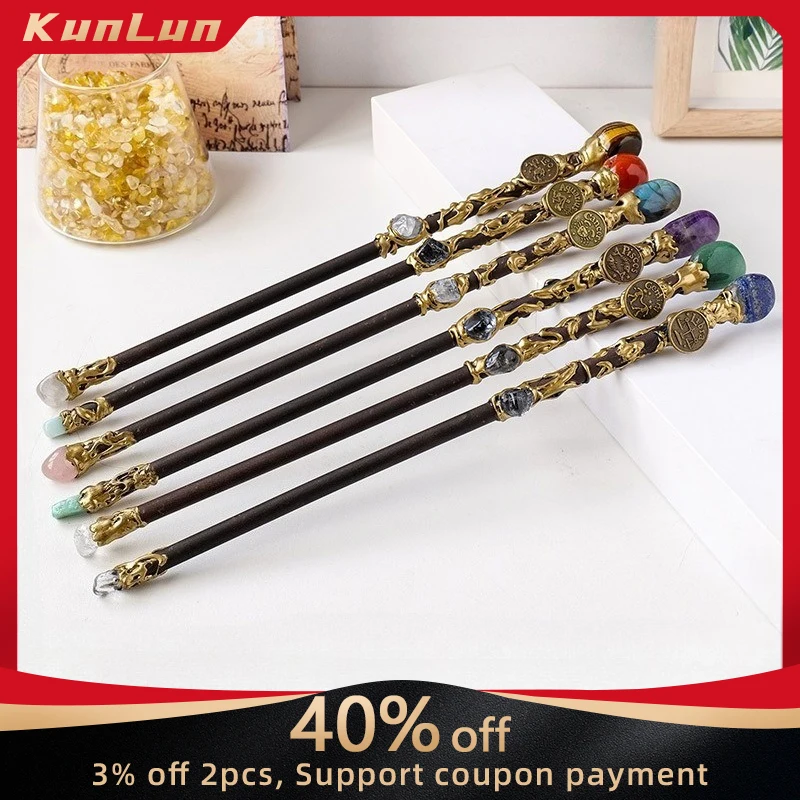 

12 Styles Natural Crystal Raw Stone Twelve Stars Magic Wand Double Head Crystals Fairy Stick Accessories Creative Birthday Gifts