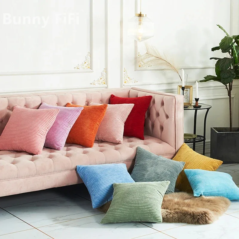 Corduroy Striped Cushion Cover 30x50/40/45/50/55/60cm Soft Comfortable Throw Pillow Case For Living Room Sofa Home Decoration