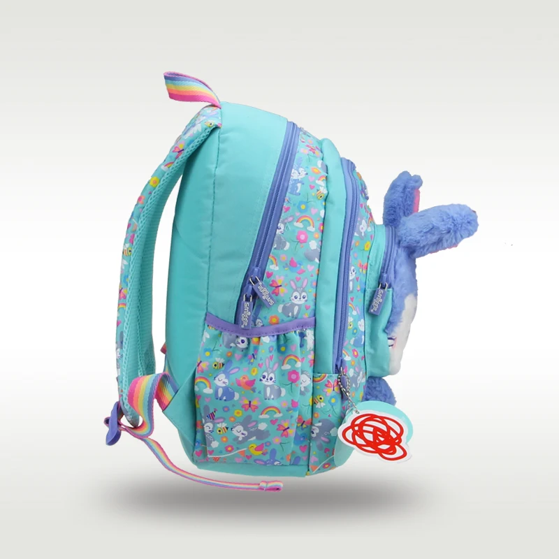 Bolsa Escolar original de Australia Smiggle para niños, alta calidad, lindo conejo azul, bolsa de felpa para niñas de 3 a 6 años, 14 pulgadas