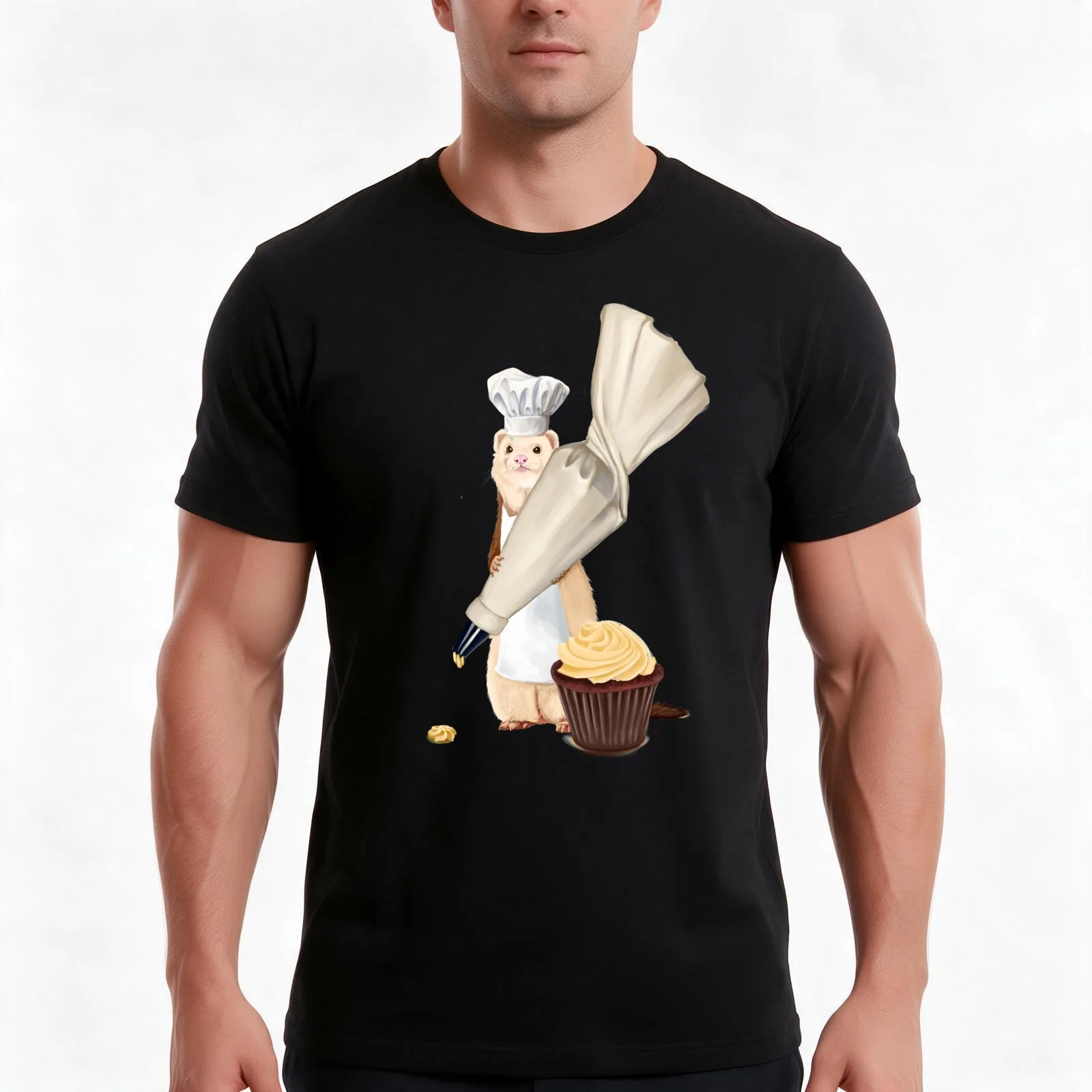 Ferret and Frosting T-Shirt Summer Casual Cotton Tee Oversized Streetwear Tops Vintage Graphic Print Loose Fit Short Sleeve