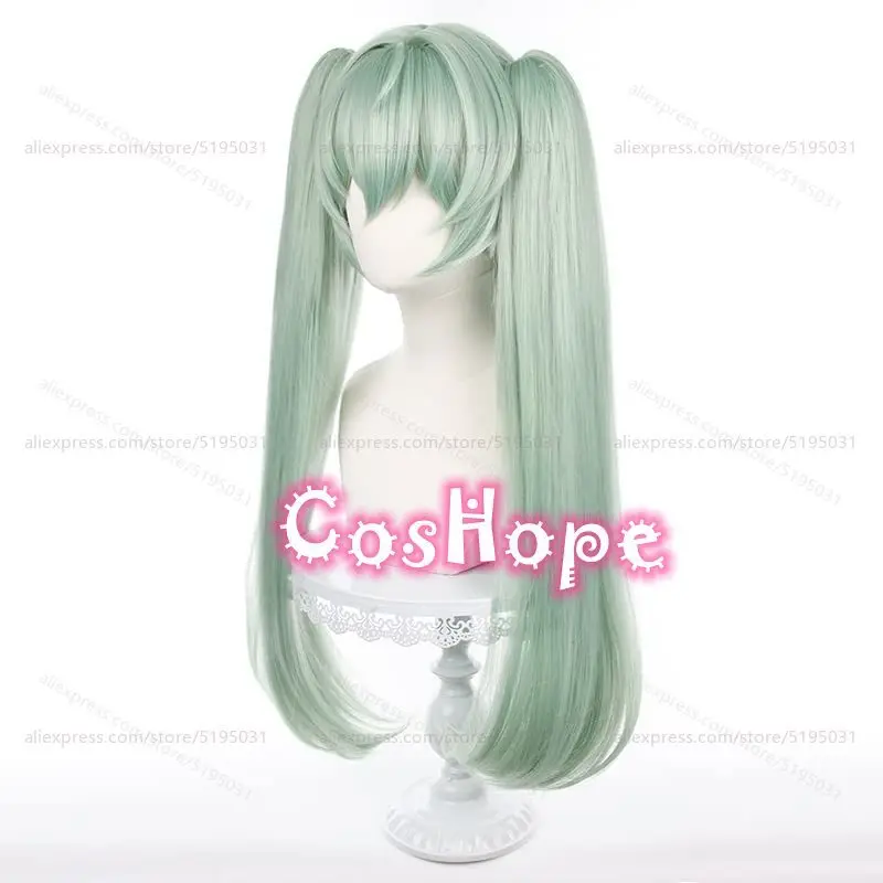 ZZZ كورين ويكس شعر مستعار تأثيري مع ذيل حصان مزدوج 70 سنتيمتر شعر مستعار أخضر طويل تأثيري أنيمي الباروكات مقاومة للحرارة بيروكات صناعية #4