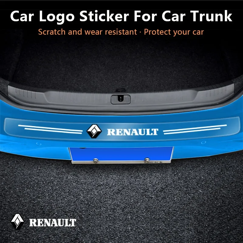 Transparent trunk protection strip with scratch resistant personalized Car logo For Renault Megane 2 3 4 Twingo Clio Talisman RS