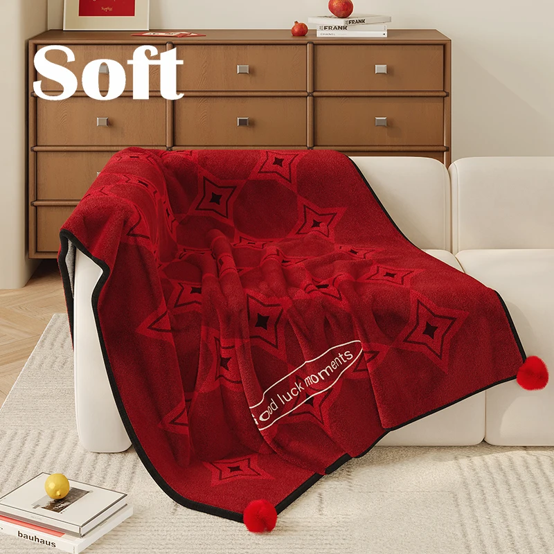 Modern Retro Summer Air Conditioned Room Warmth Blanket Home Sofa Bed Short Plush Flannel Throw Towel Blanket Polyester Fiber