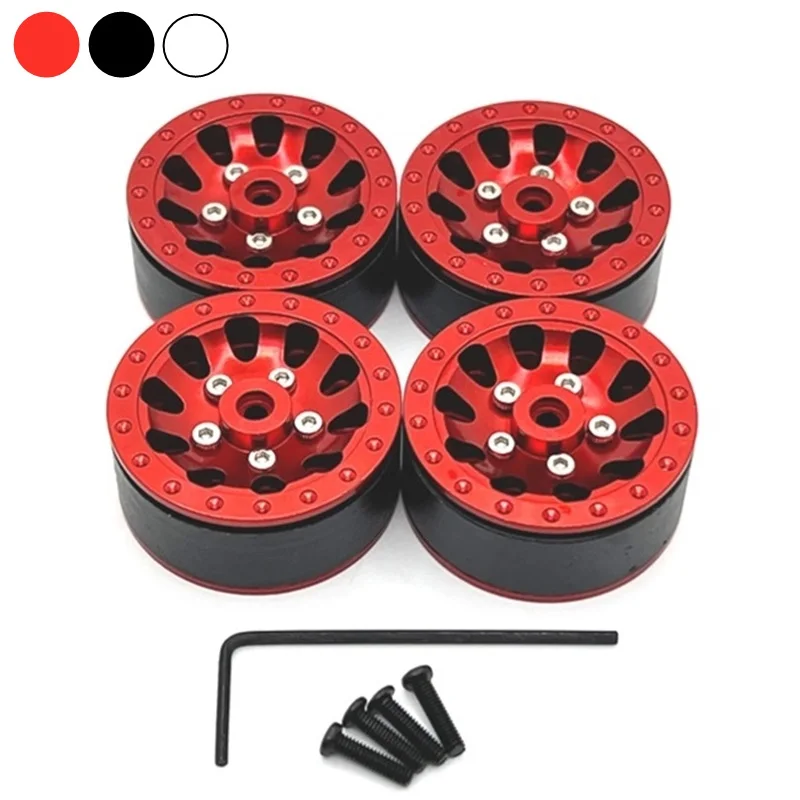 4pcs Metal Beadlock Wheel Hub Wheel Rim For WPL C14 C24 C34 C54 1/16 RC Car Upgrade Parts Accessories