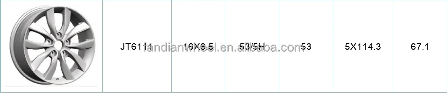 Full Customization 16x6.5 Bolt Pattern 5-114.3 +53 Casting Wheel Hubs JT6111 Lightweight Aluminum Alloy Wheel Rims for Car