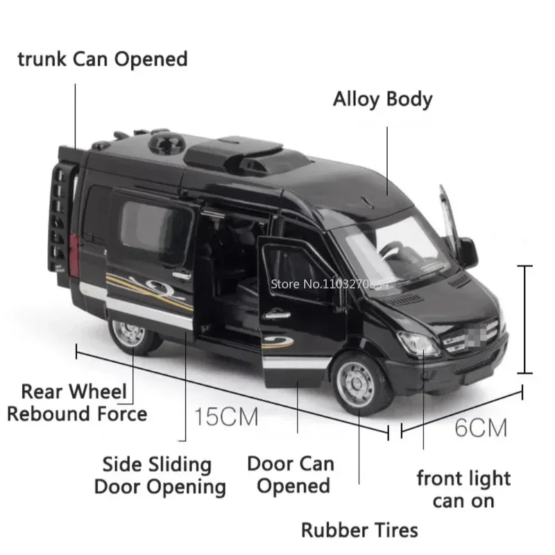 Ambulance RV Legering Auto Speelgoed Diecast Model Deuren Geopend Licht Geluid Voertuig Wiel Trek Miniatuur Auto Kindercadeau