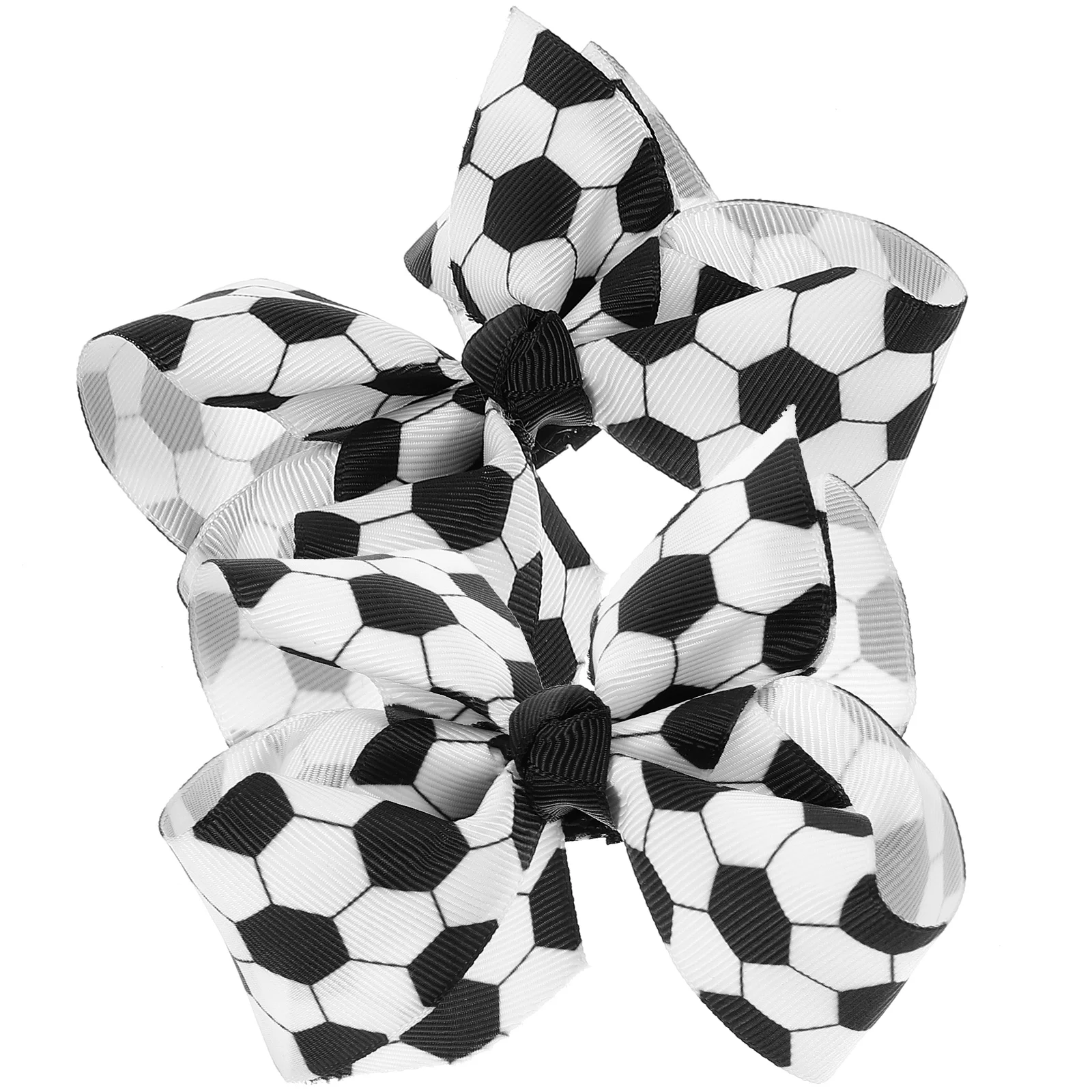 2 Pcs Football Bubble Bow Hair Clips for Girls Soccer Fans Decoration Cheerleading Lightweight Comfortable Wear Lasting