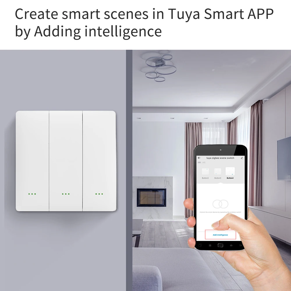Smart Home Control Tool,Zigbee Wireless Scene Switch, Push Button Controller, Multi-function Scene Settings for Tuya Devices