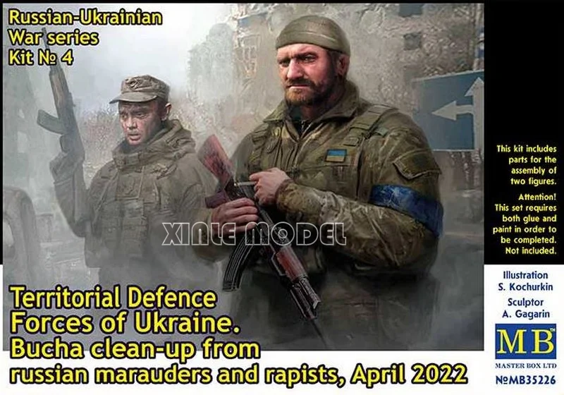 Kit de modelo montado em plástico Master Box MB35226 Força de Defesa Territorial Ucraniana Operação Bucha Clearance 2022 1/35