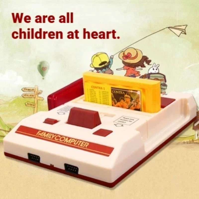 Retroid Retro Classic Nes Fc Tv Gaming Device Av Output Family Video Game Player Dual‑Player With Yellow Game Cartridge Home Use