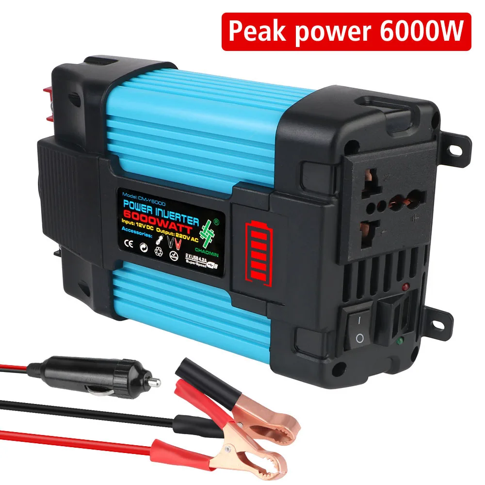 500W Peak power 6000W Auto Accessories Car Invertor DC 12v To 220V Vehicle-mounted Household Converter Power inverter