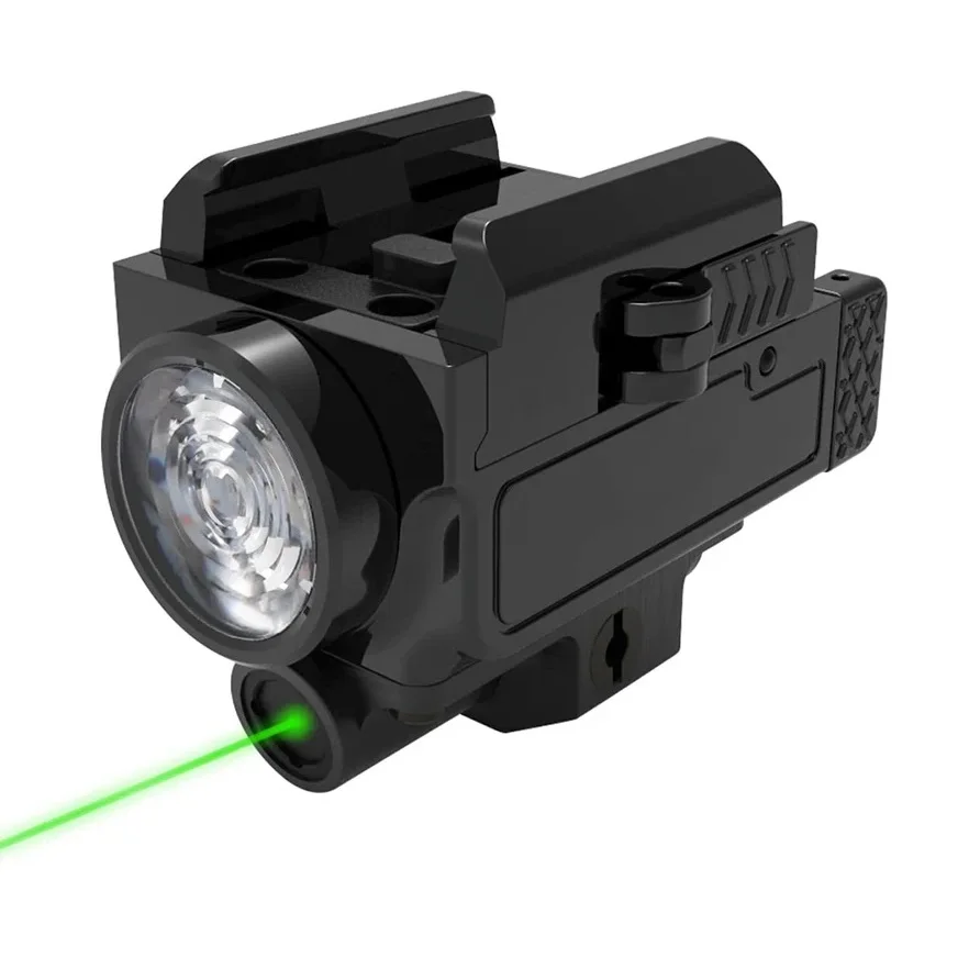 Richfire Taktische LED-Taschenlampe, 800 Lumen, grün, 2-in-1, kombinierte Schiene, montiert mit magnetischem Ladegerät für die Jagd