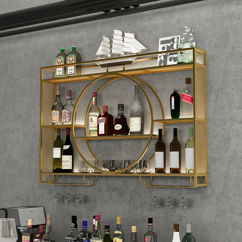 Customized storage rack Red wine cabinet Bar wall hanging wine rack Storage iron Baijiu rack Wine rack