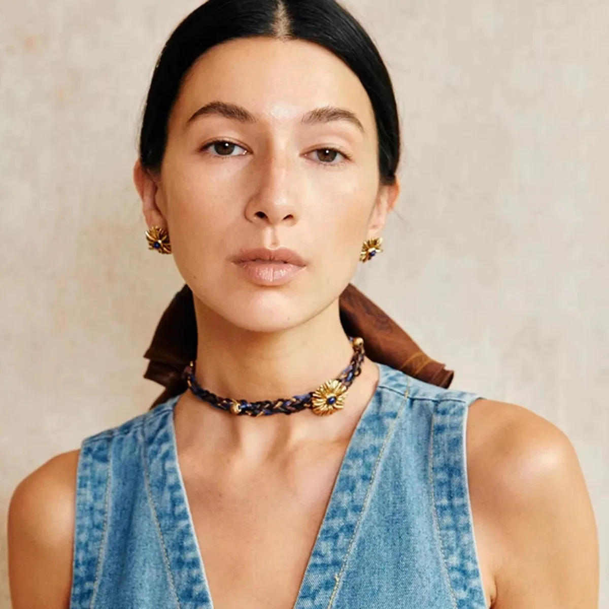 Withered Button Palm Collar Earring Ring Seven Strand Braid Hand Woven For Women Women's Earrings Ear Cuffs