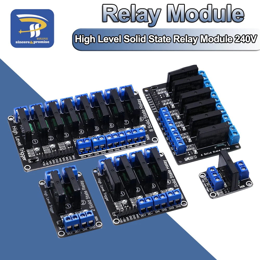 High Low Level 5V 12V 1 2 4 6 8 Channel Solid State Relay Module SSR G3MB-202P 240V 2A Output With Resistive Fuse For Arduino