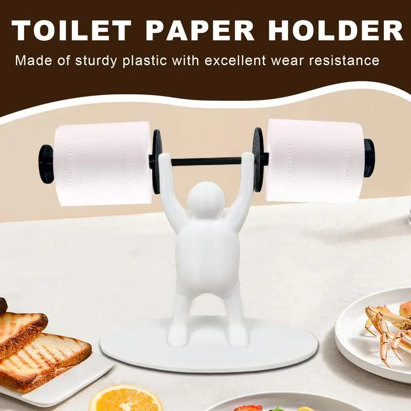 Toilet Paper Holder Weightlifting Statue 3D Printing Decorative Bathroom Toilet Paper Stand Creative Tissue Roll Rack For