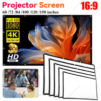 16:9 Ratio Hight-density Portable Projection Screen 1080P 3d 4K HD Projector Movie 60 72 84 92 100 120 150 Inchs for Home Office