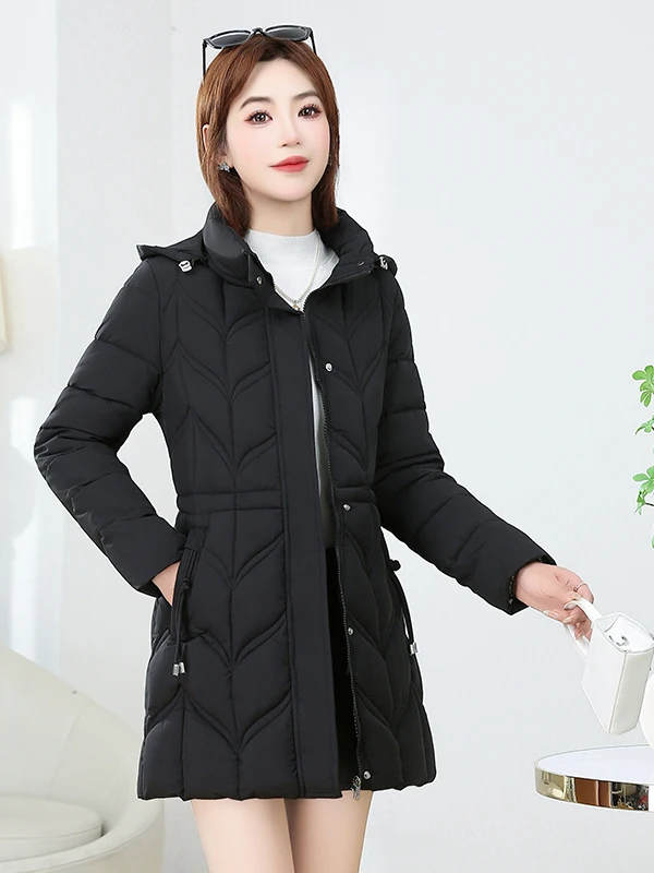 

Thiened Medium-Length down Cotton Jaet for Middle-Aged And ly Women Faionable Warm Mom Coat Trendy Commute Sle