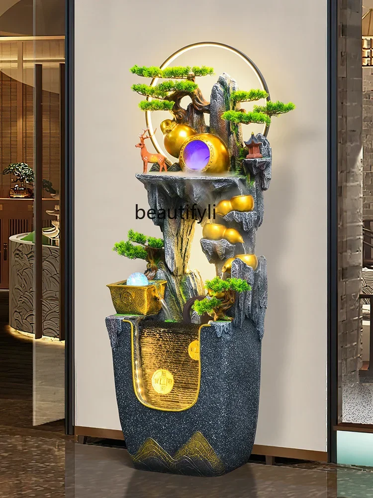 Rockery Flowing Water Ornaments Gourd Fountain Landscape Circulating Water Living Room Entrance Floor Fengshui Wheel Gift