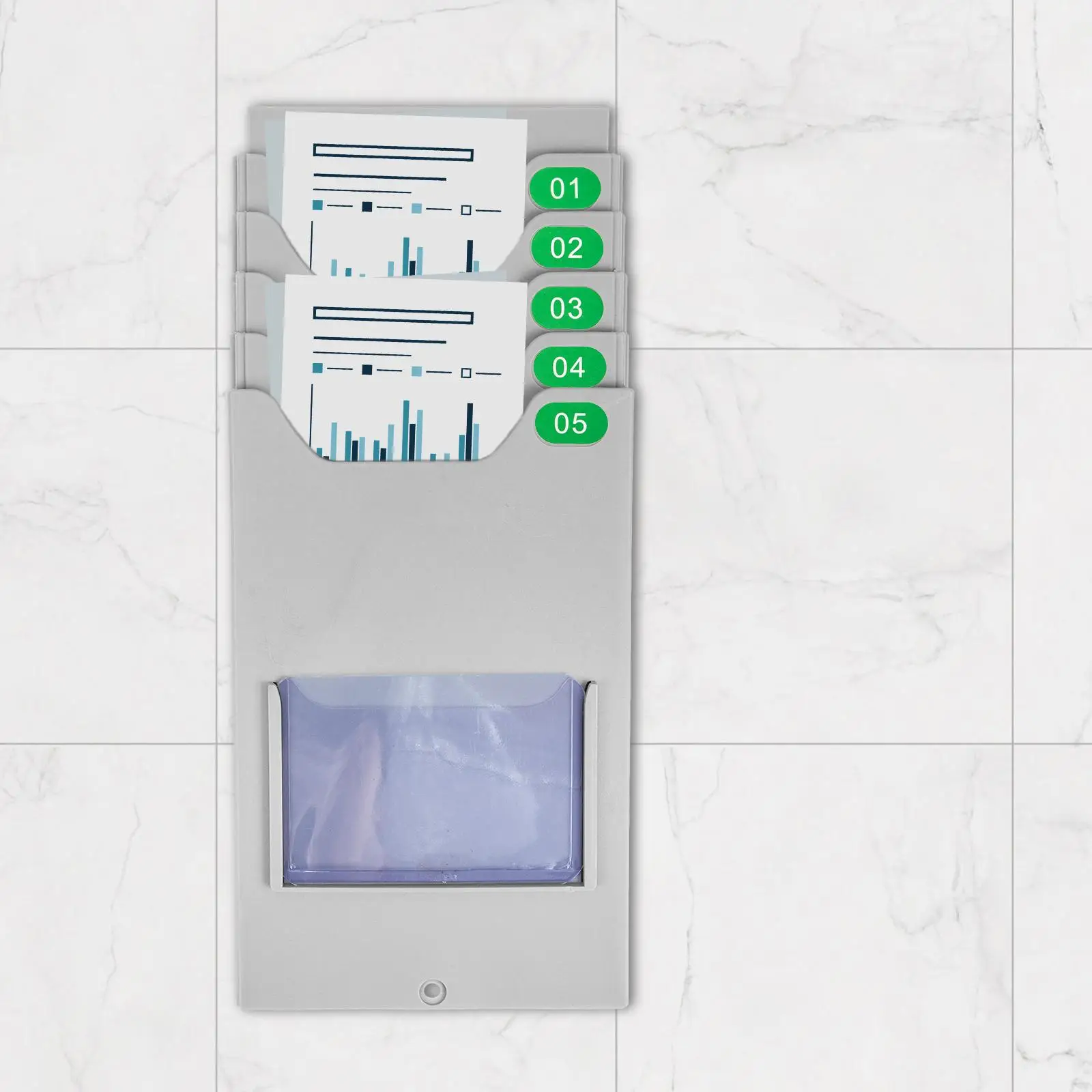 Material Card Rack 11.8CM Wall Mount Storage Organizer Hanging File Label Holder Shelf Display Plastic