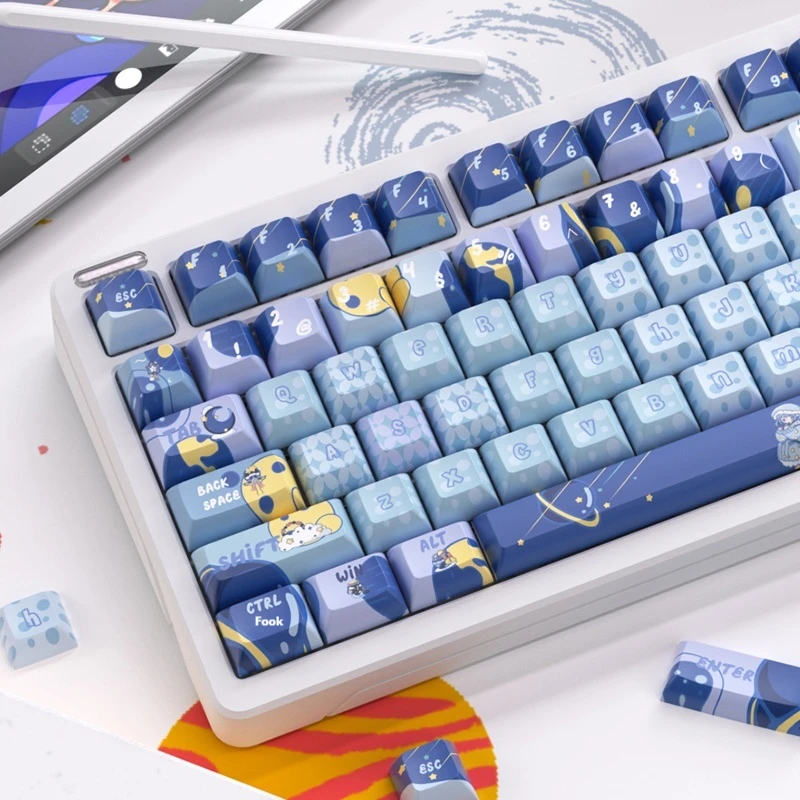 Ilovbee Van Gogh Starry Sky Thermally Sublimated Keycaps Kca Height Cute Girl 87mechanical Keyboard Pbt Artist Keycaps Key Cap