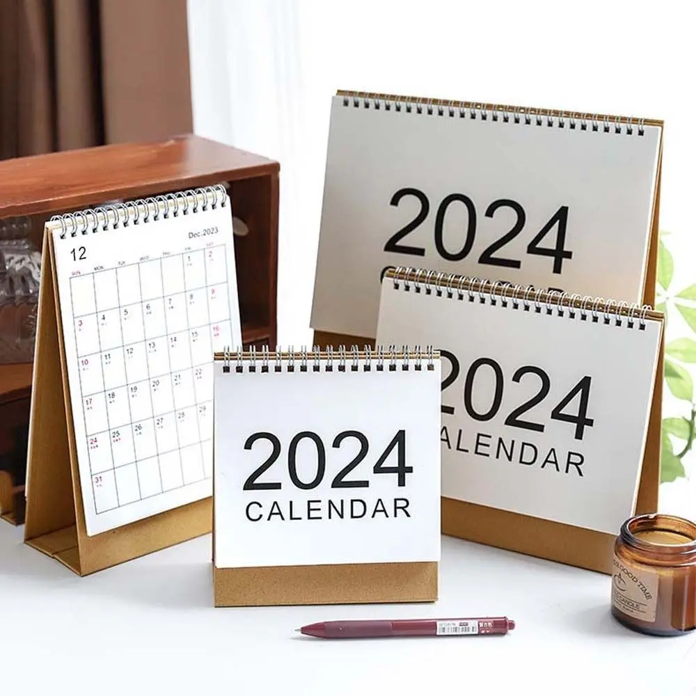 Daily Planner Desk Calendar Coil Standing Calendar Agenda Organizer 2024 Calendar Paper Weekly Schedule Desk Stationery Supplies